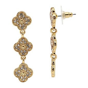 LC Lauren Conrad Gold Tone Clover Linear Earrings