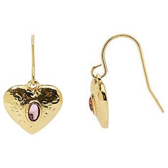 LC Lauren Conrad Gold-Tone Simulated Gemstone Heart Dangle Earrings