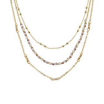 LC Lauren Conrad Gold Tone 3 Row Delicate Bead Necklace
