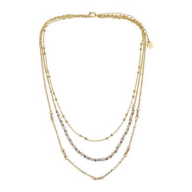 LC Lauren Conrad Gold Tone 3 Row Delicate Bead Necklace