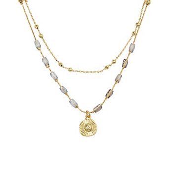 LC Lauren Conrad Gold Tone Delicate Bead & Pendant Necklace