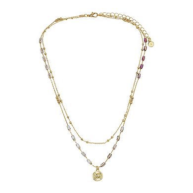 LC Lauren Conrad Gold Tone Delicate Bead & Pendant Necklace