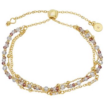 LC Lauren Conrad Gold Tone 3 Row Pull Tie & Delicate Bead Bracelet