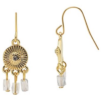 LC Lauren Conrad Gold Tone Fish Hook Drop Bead Earrings