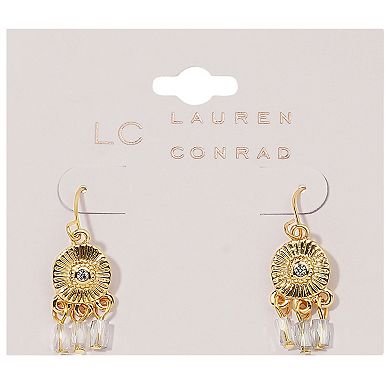LC Lauren Conrad Gold Tone Fish Hook Drop Bead Earrings
