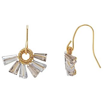 LC Lauren Conrad Gold Tone Fish Hook Bead Linear Earrings