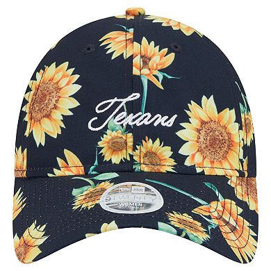 Women's New Era Navy Houston Texans Adventure Sunflower 9TWENTY Adjustable Hat