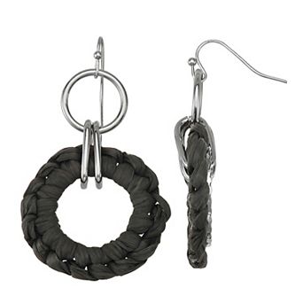 Emberly Silver Tone Raffia Drop Earrings