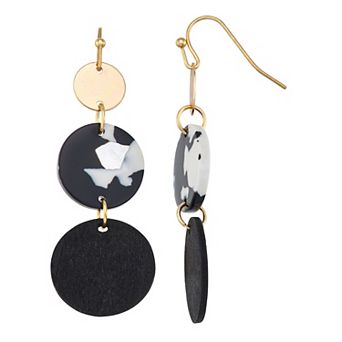 Emberly Gold Tone Linear Discs Earrings