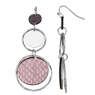 Emberly Silver Tone Triple Circle Drop Earrings