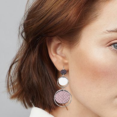Emberly Silver Tone Triple Circle Drop Earrings