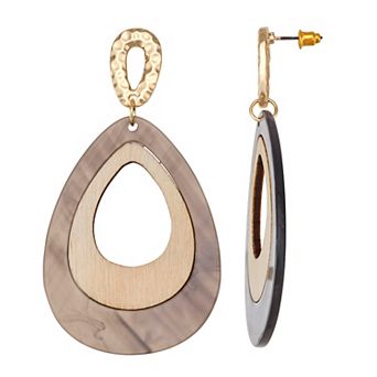 Emberly Gold Tone Mix Media Teardrop Earrings