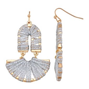 Emberly Gold Tone Wrapped Half Moon Drop Earrings