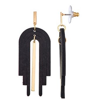 Emberly Gold Tone U Shaped Drop Earrings