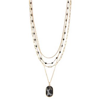 Emberly Layered Leopard Print Pendant Necklace