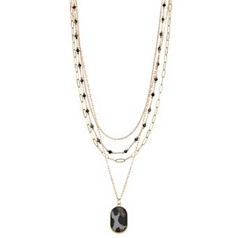 Emberly Layered Leopard Print Pendant Necklace