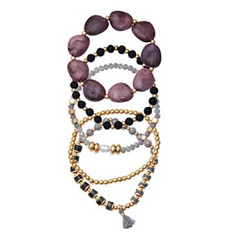 Emberly Gold Tone 5 pc Beaded Bracelet Set