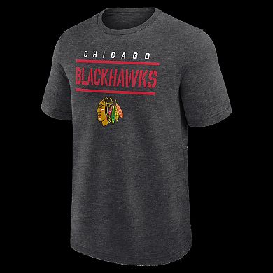 Men's Heather Charcoal Chicago Blackhawks Top Notch T-Shirt