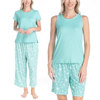 Women's MUK LUKS All Mixed Up 4 pc Pajama Top & Pajama Bottoms Set