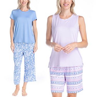 Women's MUK LUKS All Mixed Up 4 pc Pajama Top & Pajama Bottoms Set