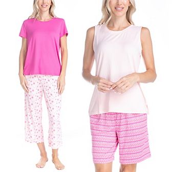 Women's MUK LUKS All Mixed Up 4 pc Pajama Top & Pajama Bottoms Set