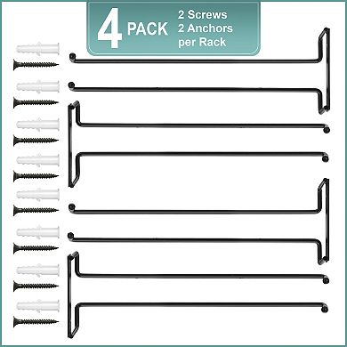 Sorbus 4 Pack 12 Inch Wall Mounted Wine Glass Racks for Under Cabinet - Holds Up to 4 Glasses Each