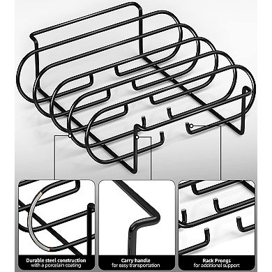Sorbus Non-Stick Rib Rack - Porcelain Coated Steel Roasting Stand - Holds 4 Rib Racks