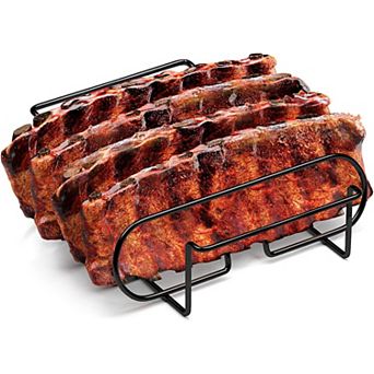 Sorbus Non-Stick Rib Rack - Porcelain Coated Steel Roasting Stand - Holds 4 Rib Racks