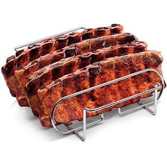 Sorbus Non-Stick Rib Rack - Porcelain Coated Steel Roasting Stand - Holds 4 Rib Racks