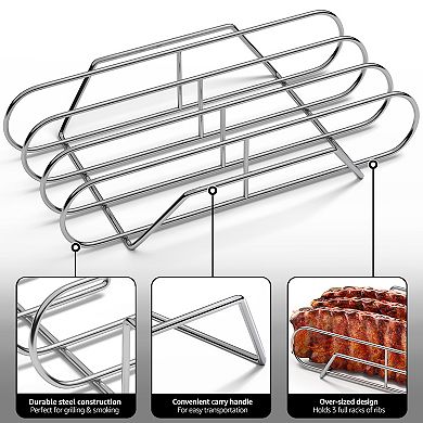 Sorbus Non-Stick Rib Rack XL - Porcelain Coated Steel Roasting Stand - Holds 3 Full Rib Racks