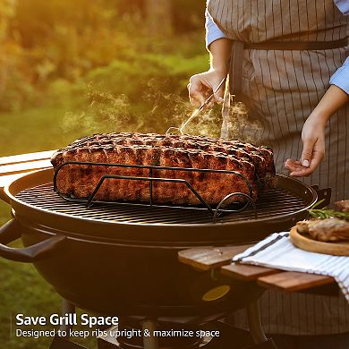 Sorbus Non-Stick Rib Rack XL - Porcelain Coated Steel Roasting Stand - Holds 3 Full Rib Racks