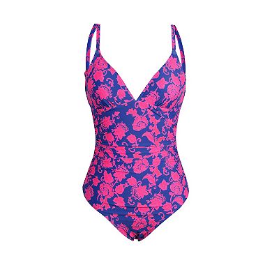 Women's Cupshe Floral Tummy Control V-Neck One Piece Swim Suit