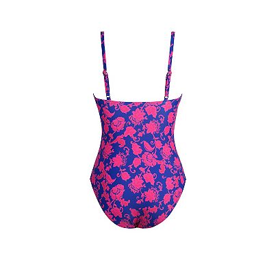 Women's Cupshe Floral Tummy Control V-Neck One Piece Swim Suit