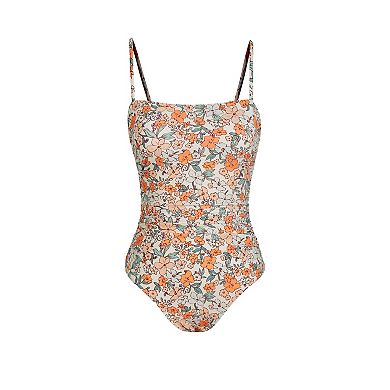 Women's Cupshe Retro Floral Square Neck One-Piece Swimsuit