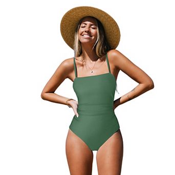 Women's Cupshe Retro Floral Square Neck One-Piece Swimsuit