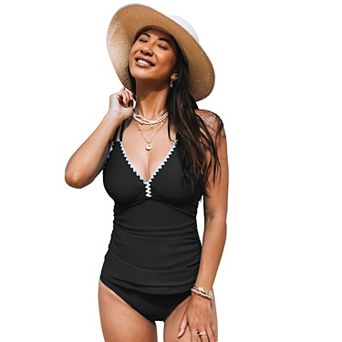 Women's Cupshe 2 pc Crisscross Back Tie Tankini Top & Bottoms Swimsuit Set