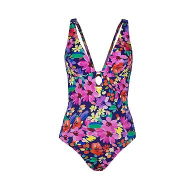 Women's Cupshe Textured Deep V-Neck Keyhole One-Piece Swimsuit