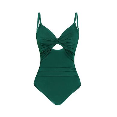 Women's Cupshe Cutout Ruched Twist Front One-Piece Swimsuit
