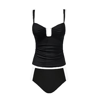 Women's Cupshe U Wire Mid Rise Tankini Top & Bottoms Set