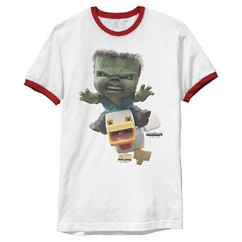 Men's Minecraft Chicken Jockey Attack Graphic Ringer Tee