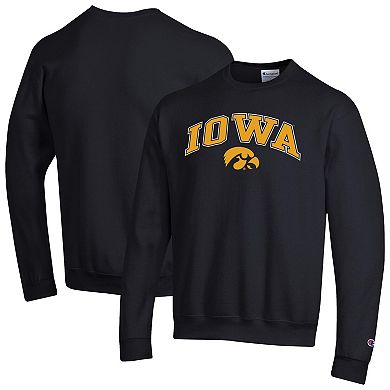 Men's Champion® Black Iowa Hawkeyes Arch Over Logo Pullover Sweatshirt