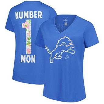 Women's�Fanatics Blue Detroit Lions Plus Size Mother's Day Floral V-Neck T-Shirt