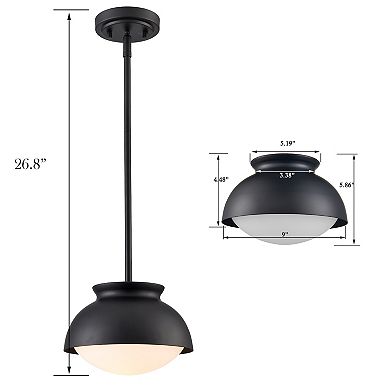 Venezia Vintage Pendant Light Fixture with Milk Glass Shade 1-Light