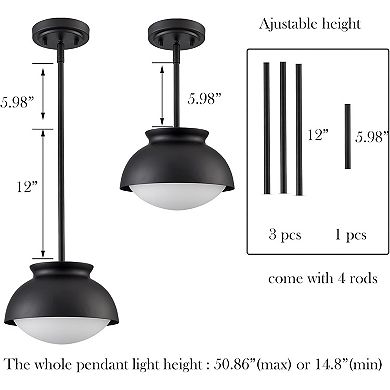 Venezia Vintage Pendant Light Fixture with Milk Glass Shade 1-Light