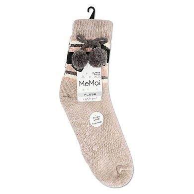 Women's Snowflake Pom Pom Plush-Lined Slipper Socks