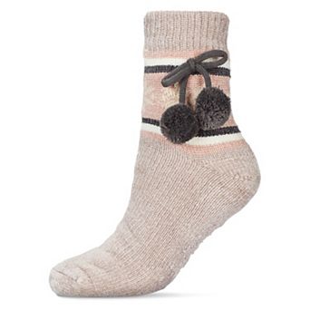 Women's Snowflake Pom Pom Plush-Lined Slipper Socks