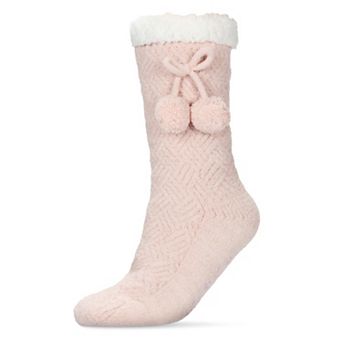 Women's Pair of Poms Plush-Lined Slipper Socks
