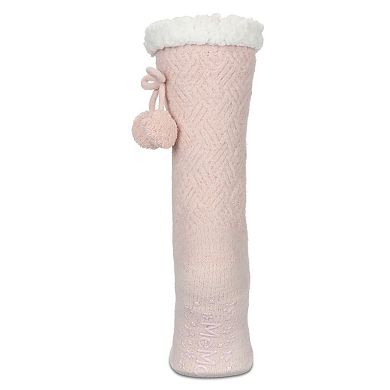 Women's Pair of Poms Plush-Lined Slipper Socks