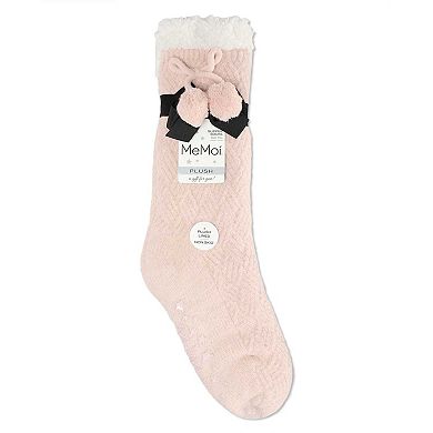 Women's Pair of Poms Plush-Lined Slipper Socks