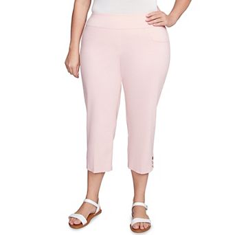 Hearts of Palm Plus Size In Black & White Solid Pull On Capri